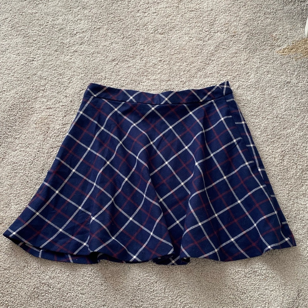 Navy plaid circle skirt